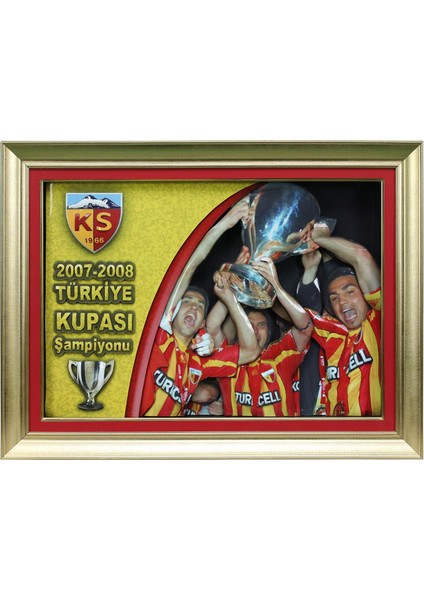 EL İŞÇİLİĞİ KAYSERİSPOR 2007-2008 ZİRAAT KUPASI KAĞIT RÖLYEF TABLO 83*63 cm - 5849
