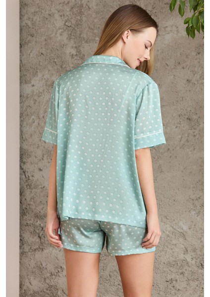 Saten Emprime Crop'lu 3'lü Pijama Takımı - 1225
