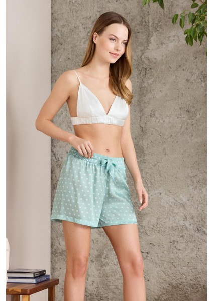 Saten Emprime Crop'lu 3'lü Pijama Takımı - 1225