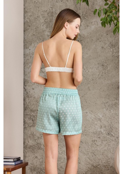 Saten Emprime Crop'lu 3'lü Pijama Takımı - 1225