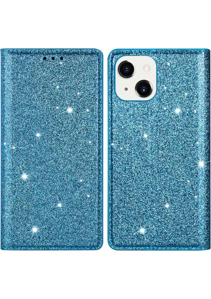 iPhone 15 Plus Kart Sahibi Telefon Deri Kasa Tam Koruma Standı Parıltılı Telefon Kapağı (Yurt Dışından)