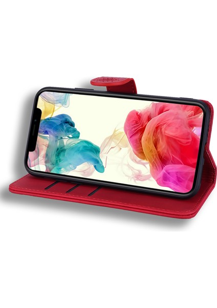iPhone 15 Plus Ön Kara Çizelge Telefon Kapağı Buzağı Doku Standı Cüzdan Deri Kılıf (Yurt Dışından)