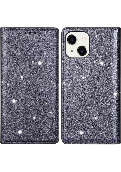 iPhone 15 Plus Kart Sahibi Telefon Deri Kasa Tam Koruma Standı Parıltılı Telefon Kapağı (Yurt Dışından)