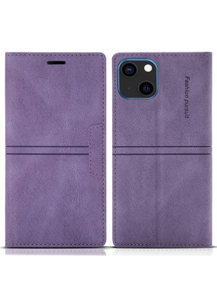iPhone 15 Plus Pu Deri Cüzdan Telefon Kapağı Manyetik Kapanış Standı Çantası (Yurt Dışından)