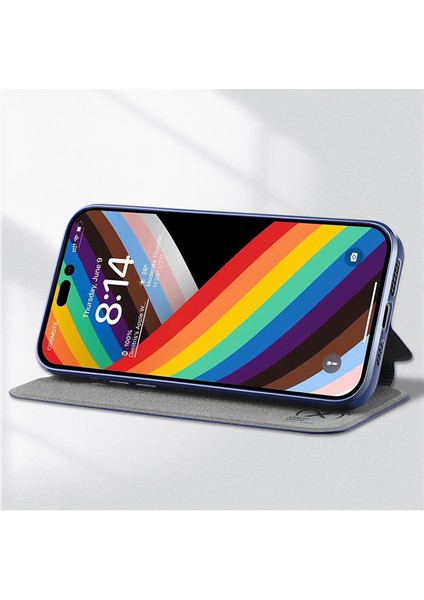 iPhone 15 Plus Manyetik Kapatma Pu Deri Flip Cover Şok Geçirmez Stand Kılıfı (Yurt Dışından) fiyatları