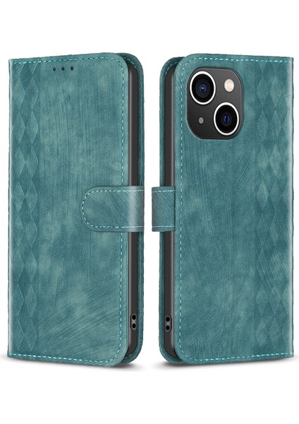 iPhone 15 Plus Cep Telefonu Kasası Standı Cüzdanı Baskılı Rhombus Pu Deri Cep Telefonu Kapağı (Yurt Dışından)