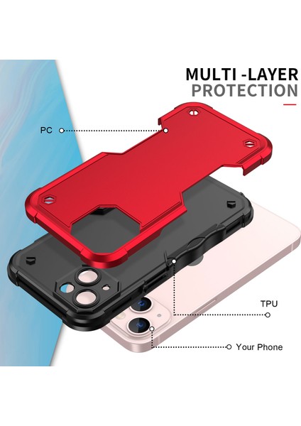 iPhone 15 Plus Anti Slip Tutuşları Telefon Kılıfı Pc + Tpu Çift Katman Şok Emilim Koruyucu Kapak (Yurt Dışından)
