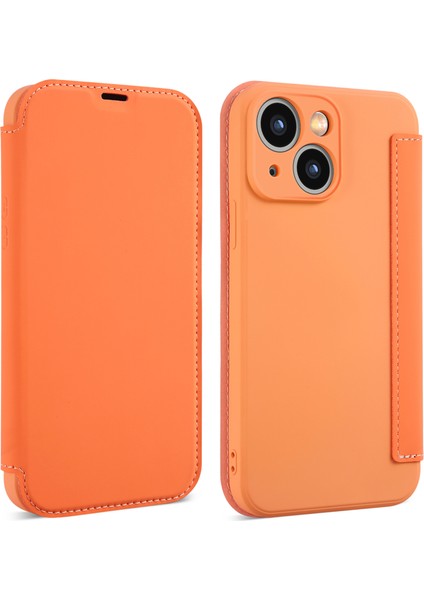 iPhone 15 Plus Cilt Touch Telefon Kapağı, Kart Tutucu Kickstand Sıvı Silikon Koruyucu Kılıf (Yurt Dışından)