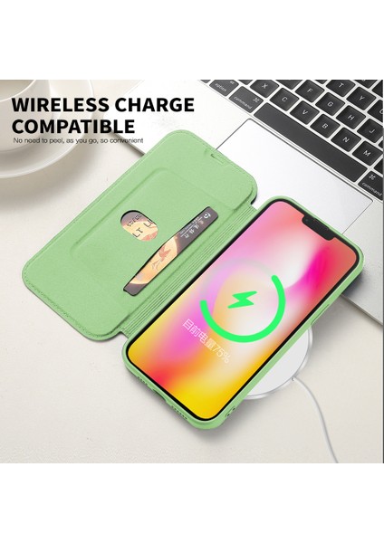 iPhone 15 Plus Cilt Touch Telefon Kapağı, Kart Tutucu Kickstand Sıvı Silikon Koruyucu Kılıf (Yurt Dışından)