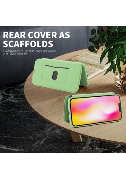 iPhone 15 Plus Cilt Touch Telefon Kapağı, Kart Tutucu Kickstand Sıvı Silikon Koruyucu Kılıf (Yurt Dışından)