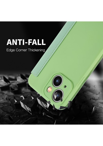 iPhone 15 Plus Cilt Touch Telefon Kapağı, Kart Tutucu Kickstand Sıvı Silikon Koruyucu Kılıf (Yurt Dışından)