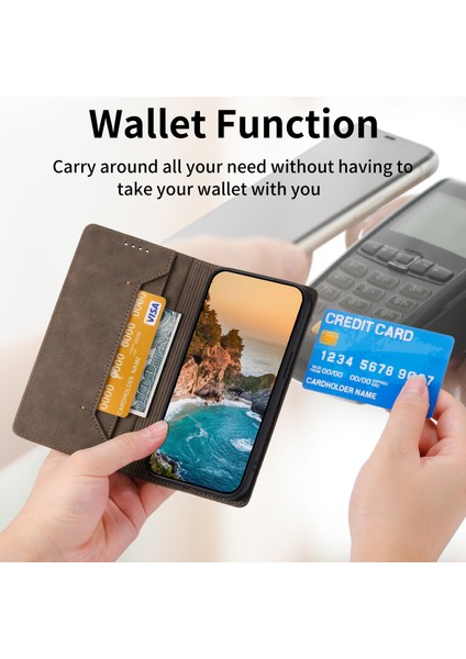 iPhone 15 Plus Pu Deri Telefon Kılıfı Rfıd Engelleyen Telefon Kabuk Cüzdan (Yurt Dışından)