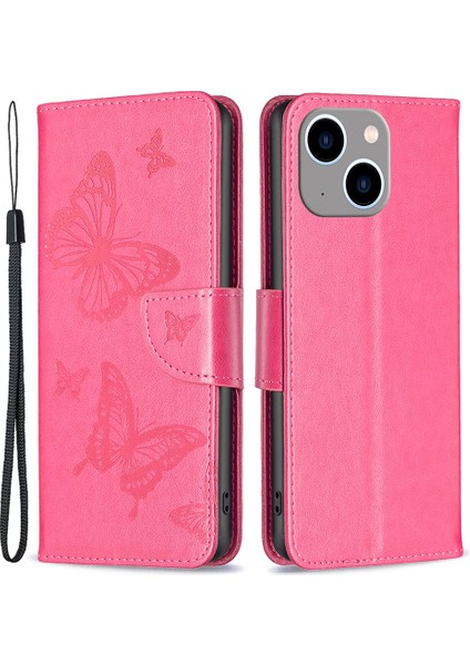 iPhone 15 Plus Anti Dust Stand Cüzdan Telefonu Flip Case Deri Kapak Kayış (Yurt Dışından)