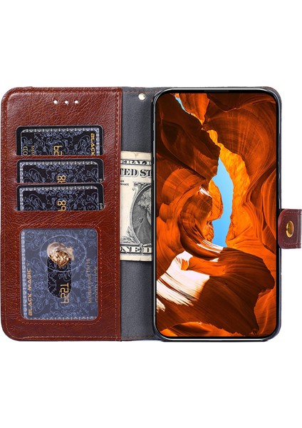 iPhone 15 Plus Cüzdan Deri Telefon Kılıfı, Kayışlı Stand Zipper Cep Cep Telefonu Kapağı (Yurt Dışından)