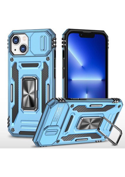 iPhone 15 Plus Slayt Kamera Kapağı Telefon Kılıfı Metal Kickstand Pc+Tpu Kıçlama Anti-Cratch Kapağı (Yurt Dışından)