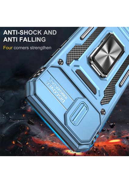 iPhone 15 Plus Slayt Kamera Kapağı Telefon Kılıfı Metal Kickstand Pc+Tpu Kıçlama Anti-Cratch Kapağı (Yurt Dışından) fiyatları