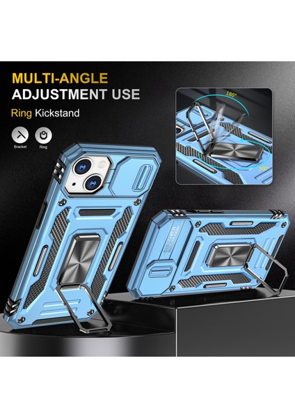 iPhone 15 Plus Slayt Kamera Kapağı Telefon Kılıfı Metal Kickstand Pc+Tpu Kıçlama Anti-Cratch Kapağı (Yurt Dışından) fırsatları