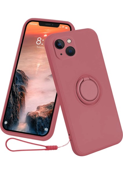 iPhone 15 Halka Kickstand Telefon Kasası Sıvı Silikon Şok Geçirmez Kapak Kayış (Yurt Dışından)