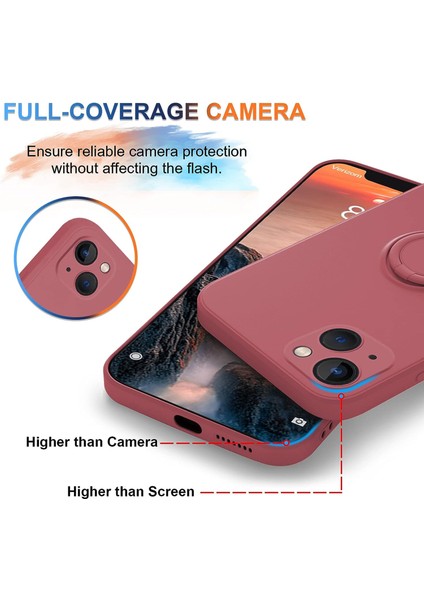 iPhone 15 Halka Kickstand Telefon Kasası Sıvı Silikon Şok Geçirmez Kapak Kayış (Yurt Dışından)