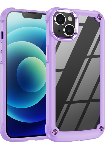 iPhone 15 Plus Çizim Önleyici Pc+Tpu Telefon Kapağı Alaşım Lens Çerçeveli Şok Geçirmez Telefon Kasası (Yurt Dışından)