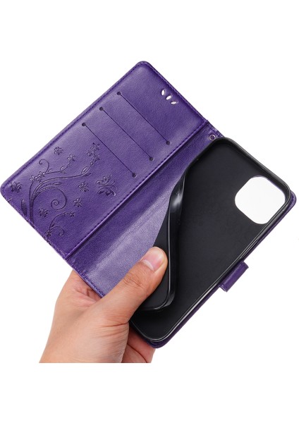 iPhone 15 Plus Pu Deri Cüzdan Kapak Cep Telefonu Kılıf Standı Kayış (Yurt Dışından)