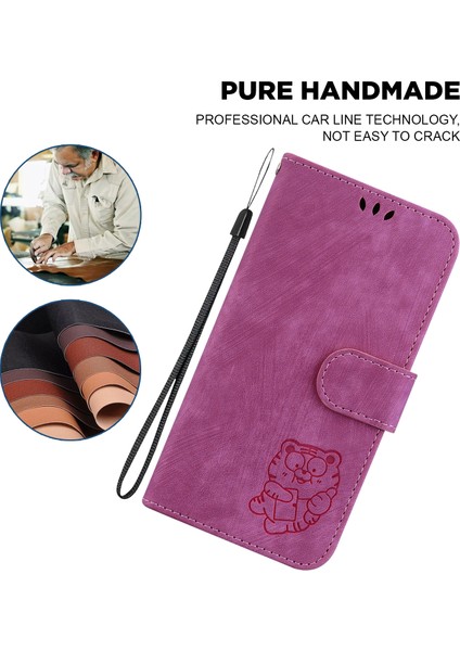 iPhone 15 Sevimli Kaplan Deseni Basılmış Tamamen Sarılmış Pu Deri Kapak Cüzdan Standı Telefon Kasası (Yurt Dışından)