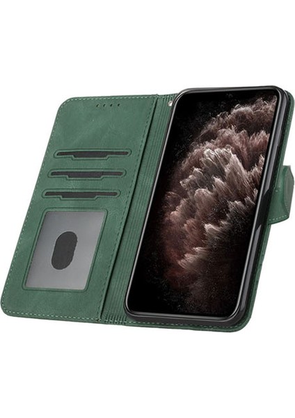 iPhone 15 Baskı Stand Telefon Kılıfı Pu Deri Cüzdan Koruyucu Kapak (Yurt Dışından)