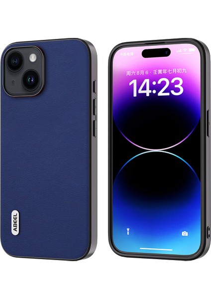 iPhone 15 Dokulu Pu Deri+Tpu Koruyucu Kapak Cep Telefonu Geri Kılıf (Yurt Dışından)