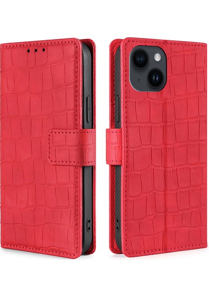 iPhone 15 Pu Deri Timsah Doku Telefon Kılıfı Şok Geçirmez Cüzdan Cilt Touch Duygu Stand Flip Cover (Yurt Dışından) fiyatları