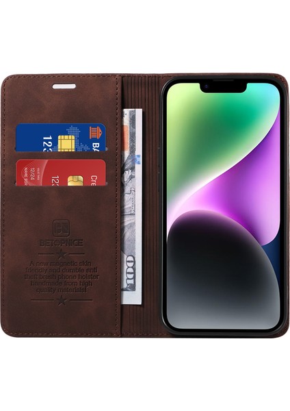 iPhone 15 Telefon Kasası Rfid Engelleme Pu Deri Standı Kapak Cüzdanı (Yurt Dışından)