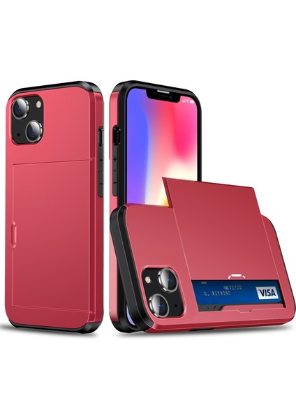 iPhone 15 Plus Kart Tutucu Telefon Kılıfı, Tpu + Pc Çift Katman Anti-Drop Telefon Kapağı (Yurt Dışından)