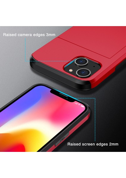 iPhone 15 Plus Kart Tutucu Telefon Kılıfı, Tpu + Pc Çift Katman Anti-Drop Telefon Kapağı (Yurt Dışından)