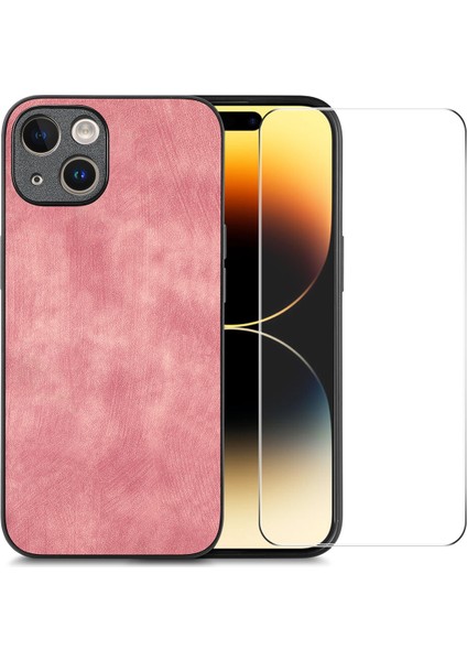 iPhone 15 Retro Doku Telefon Kılıfı Pu Deri Kaplamalı Pc Kapağı (Yurt Dışından)