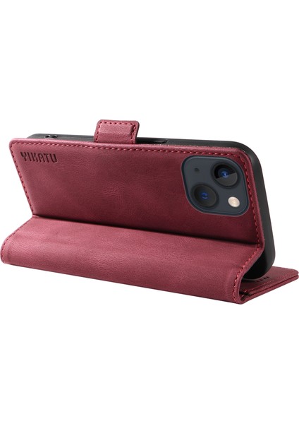 iPhone 15 Cilt Touch Pu Deri Telefon Kılıfı Şok Geçirmez Cüzdan Stand Kapağı (Yurt Dışından)