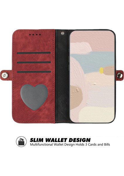 iPhone 15 Pu Deri Anti-Fall Kabuk Çift Manyetik Toka Flip Stand Kapağı Kayışla (Yurt Dışından)