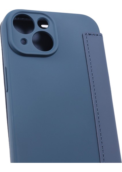 iPhone 15 Kart Tutucu Kickstand Sıvı Silikon Yumru Koruma Koruyucu Kılıf Cilt Touch Telefon Kapağı (Yurt Dışından)