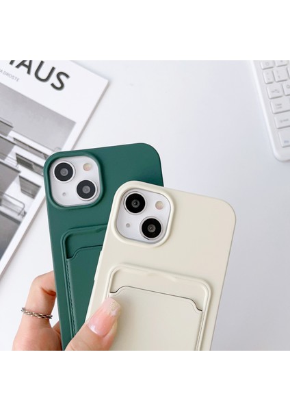iPhone 15 Kart Yuvası Sıvı Silikon Telefon Kılıfı Kayışlı Çizilmez Kapak (Yurt Dışından)