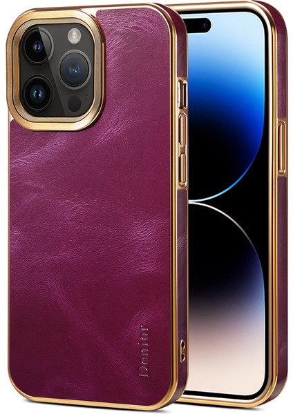 iPhone 15 Pro Mumsu Dokulu Telefon Kılıfı Inek Deri+Pc+Tpu Elektraplatma Kapağı (Yurt Dışından)