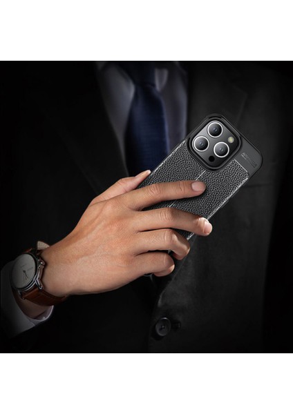 iPhone 15 Pro Litchi Dokusu Tpu Back Cover Scratch Anti Anti Tele Kılıfı (Yurt Dışından) fiyatları