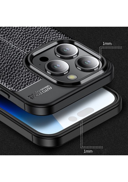 iPhone 15 Pro Litchi Dokusu Tpu Back Cover Scratch Anti Anti Tele Kılıfı (Yurt Dışından) fırsatları