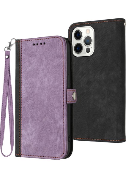 iPhone 15 Pro Dual Manyetik Tokalı Pu Deri Kılıf Stand Cüzdan Telefon Kapağı Kayış (Yurt Dışından)