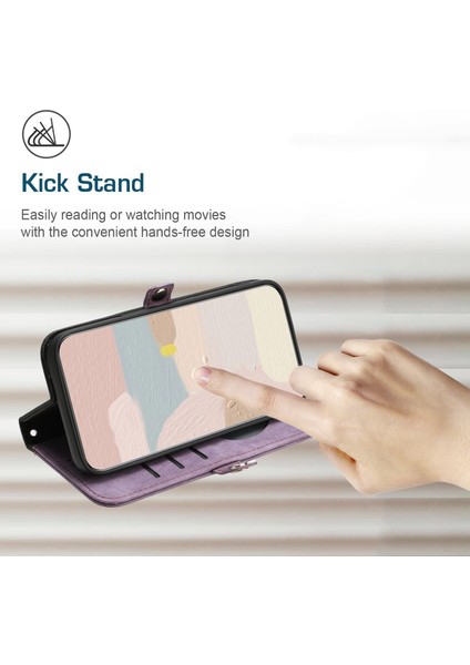 iPhone 15 Pro Dual Manyetik Tokalı Pu Deri Kılıf Stand Cüzdan Telefon Kapağı Kayış (Yurt Dışından)