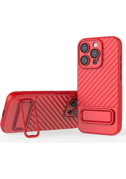 iPhone 15 Pro Kickstand Slim Fit Telefon Kapağı Cilt Touch Şok Geçirmez Yumuşak Tpu Kılıfı (Yurt Dışından)