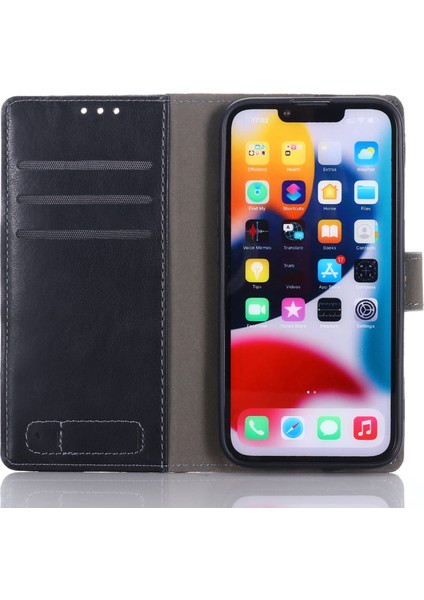 iPhone 15 Pro Canvas Pu Deri Bir Ekleme Kılıfı Stand Cüzdan Koruyucu Telefon Kapağı (Yurt Dışından)