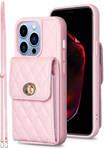iPhone 15 Pro Ön Kara Çizelge Pu Deri Kaplamalı Tpu Telefon Kapak Kartı Tutucu Kılıf Strap (Yurt Dışından)
