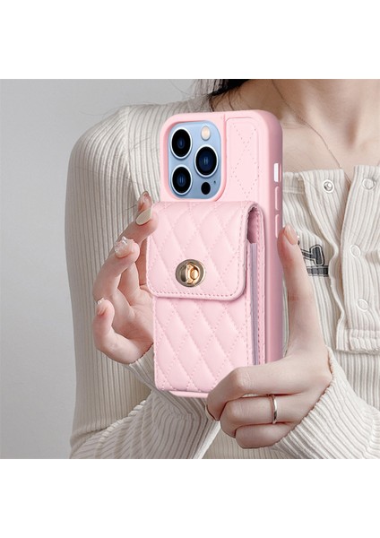 iPhone 15 Pro Ön Kara Çizelge Pu Deri Kaplamalı Tpu Telefon Kapak Kartı Tutucu Kılıf Strap (Yurt Dışından)
