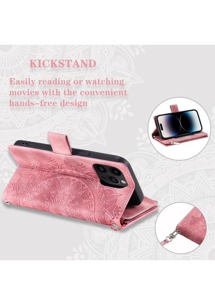 iPhone 15 Pro Deri Kılıf Kart Yuvaları Zipper Cep Stand Telefon Kapağı Kayış (Yurt Dışından) indirimleri