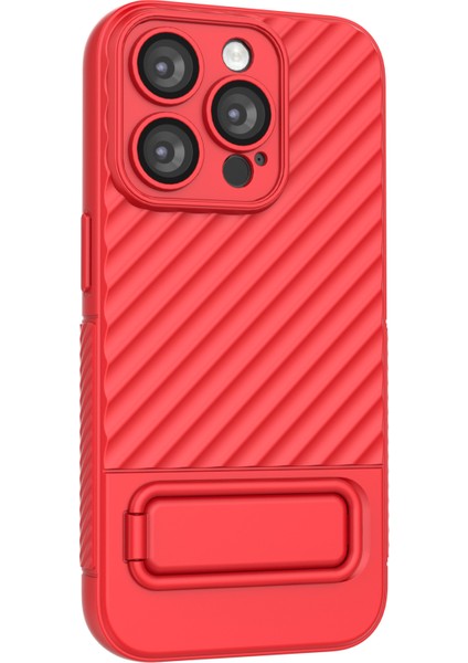 iPhone 15 Pro Kickstand Slim Fit Telefon Kapağı Cilt Touch Şok Geçirmez Yumuşak Tpu Kılıfı (Yurt Dışından)