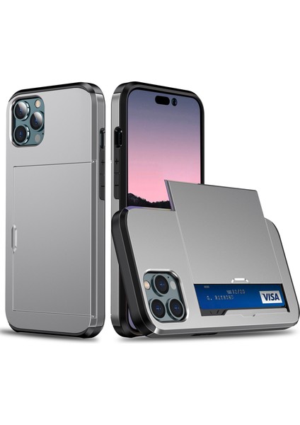 iPhone 15 Pro Max Slayt Kartı Tutucu ile Telefon Kılıfı, Çizgi Anti Tpu + Pc Telefon Kapağı (Yurt Dışından)