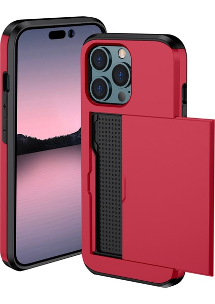 iPhone 15 Pro Tpu + Pc Çift Katmanlı Telefon Koruyucu Kılıf Slayt Kartı Tutucu Telefon Kapağı (Yurt Dışından) fiyatları